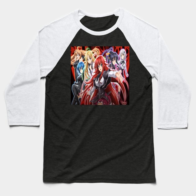 High School DXD Anime All the Main Girls Baseball T-Shirt by Aventi